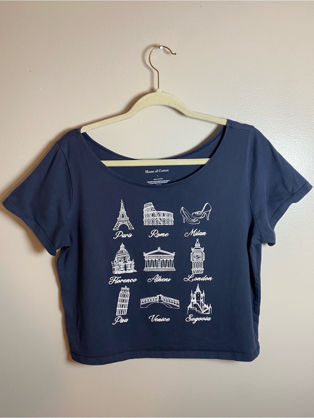 House of Cotton European Destination Cropped Slouchy Cotton Tee Large